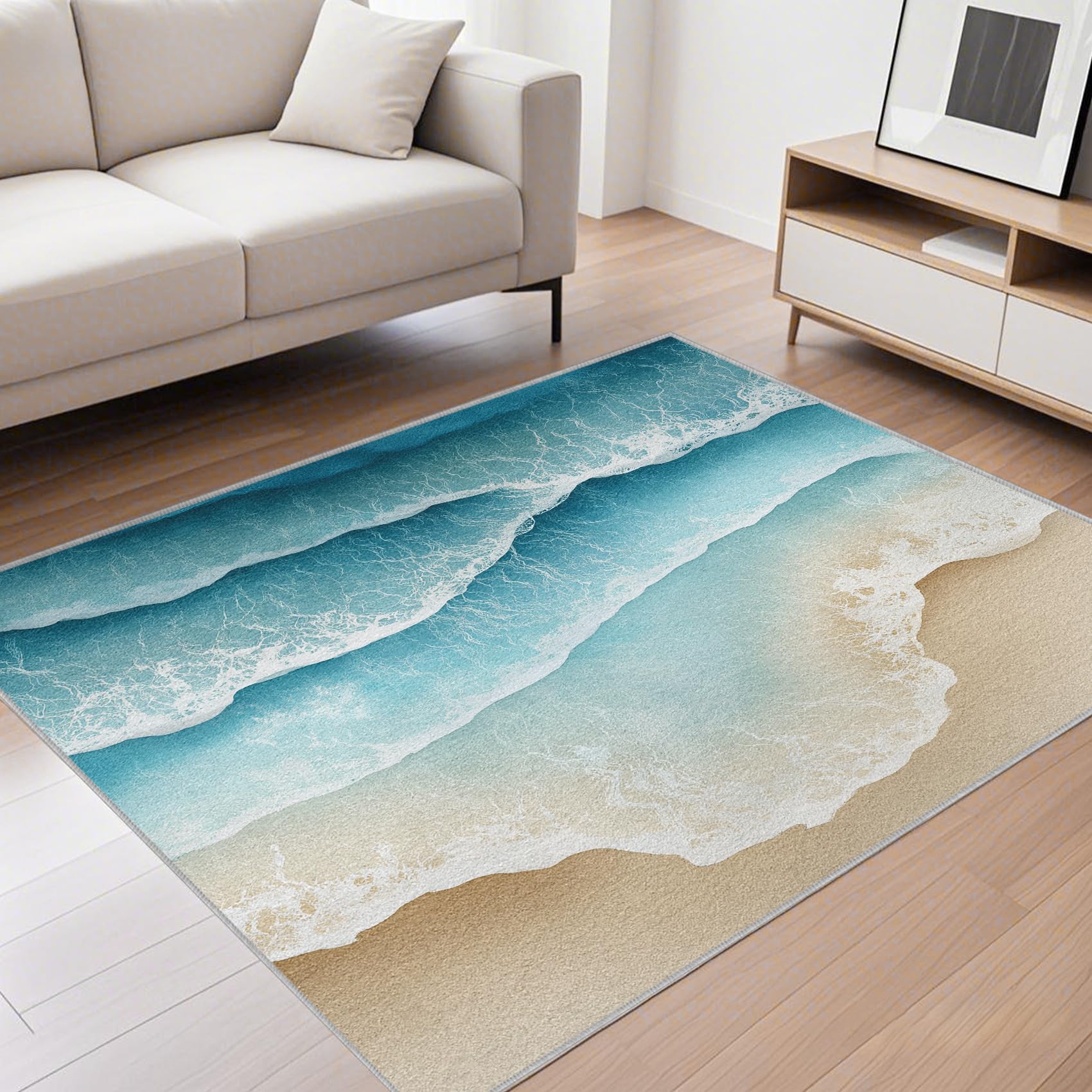 Tapis salon motif rayons soleil antidérapant et lavable en machine