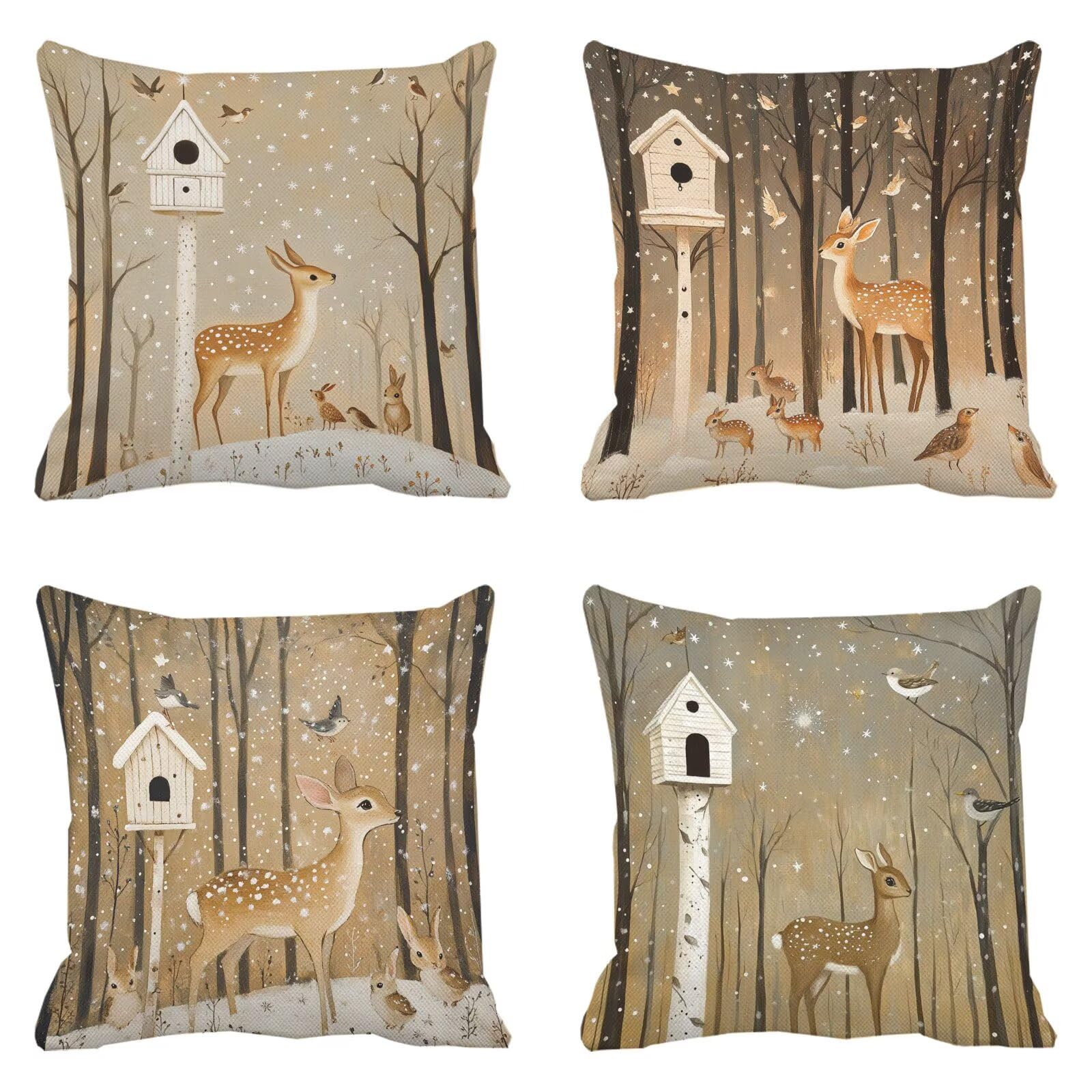 Housse coussin 45x45 cerf étanche avec fermeture éclair invisible pour canapé et patio