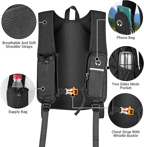 Miniatura 6 de FUNANASUN Mochila de senderismo impermeable plegable ultraligera de 16L para mujeres y hombres, mochila pequeña para senderismo, viajes, negro