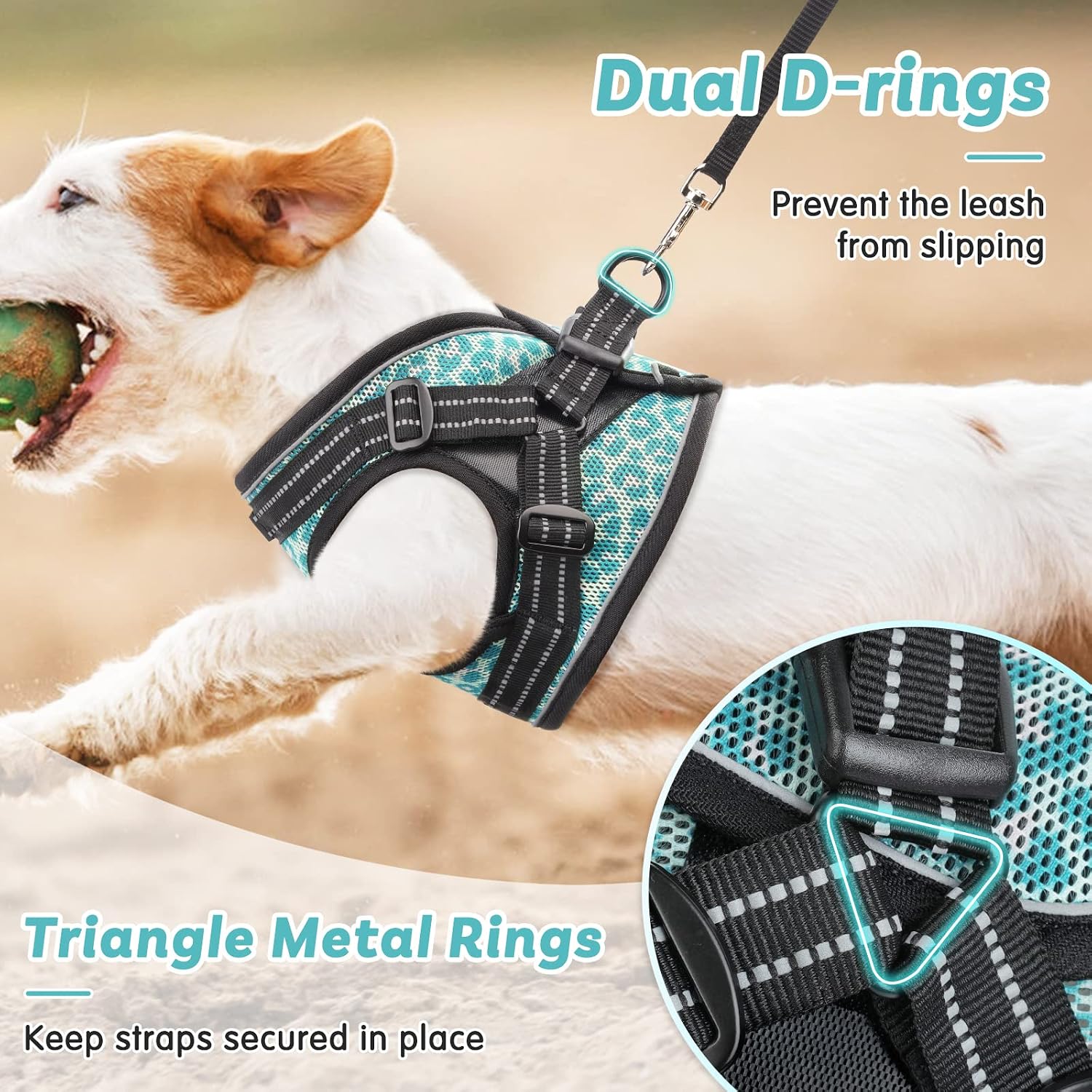 AOKCATS Small Dog Harness, Soft Adjustable Puppy Harness No Pull No Choke Dog Vest Harness Reflective Comfort Padded for Small Medium Dog Walking