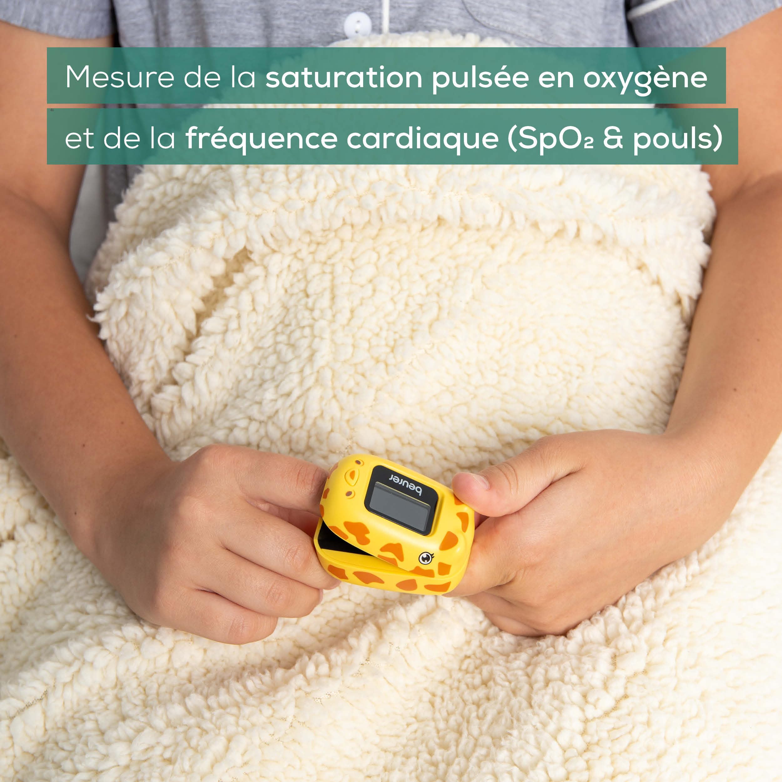 Beurer PO 13 Kids, oxymètre de pouls digital pour enfants, mesure du pouls et de la saturation en oxygène en quelques secondes, petit format,alignement automatique de l'écran, avec sacoche de ceinture
