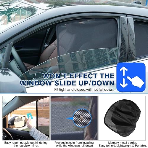 Miniatura 4 de Cartist Parasol para ventana lateral, Nissan Rogue 2014-2020 (no apto para Nissan Rogue Sport), protector solar y rayos UV, 4 unidades