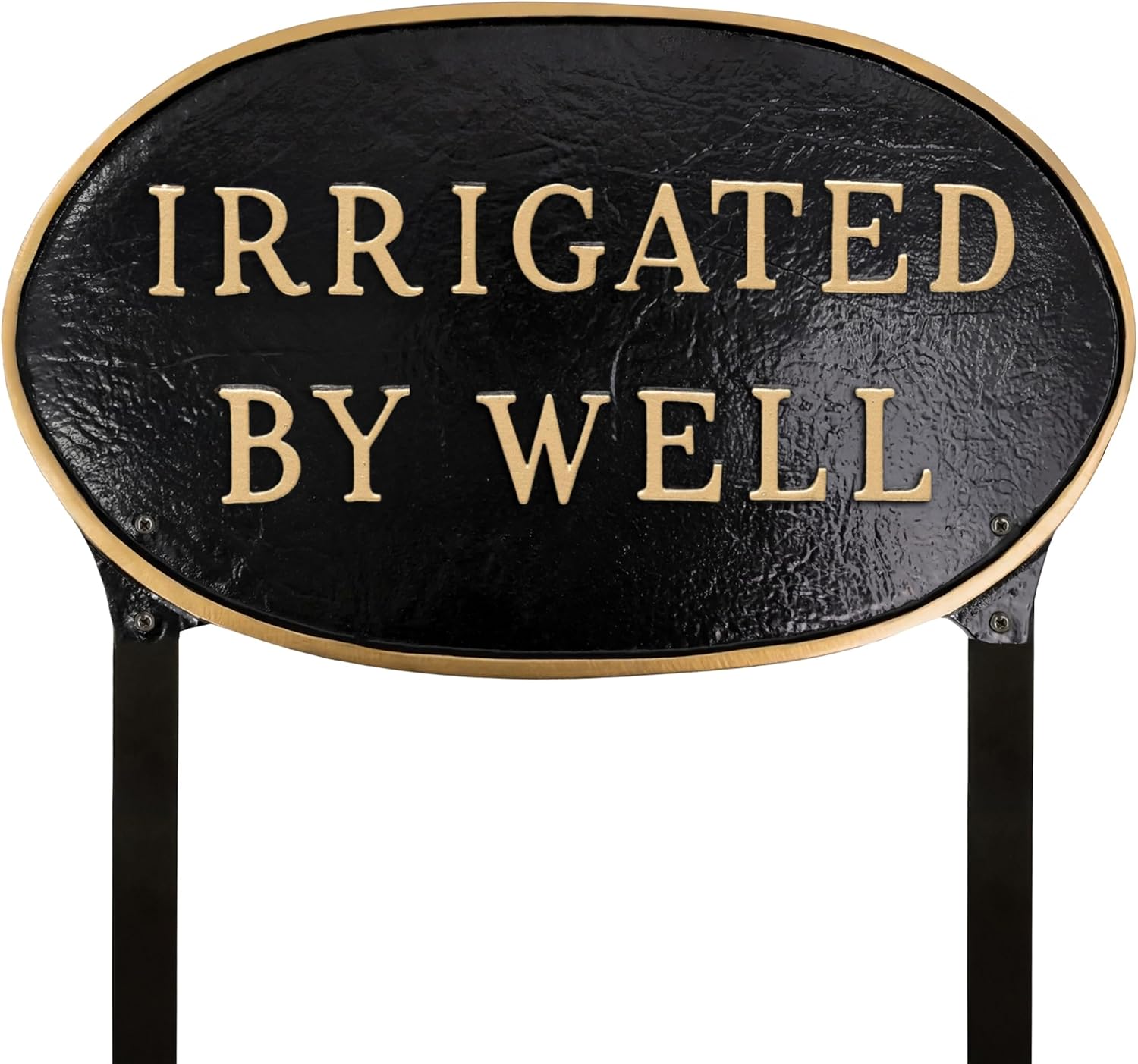 Montague Metal Products - Cast Metal Irrigated by Well Oval Statement Plaque - WALL or LAWN Display Sign - Home or Business Signage - Powder Coated Aluminum - Private Well - UV resistant - Made in the USA