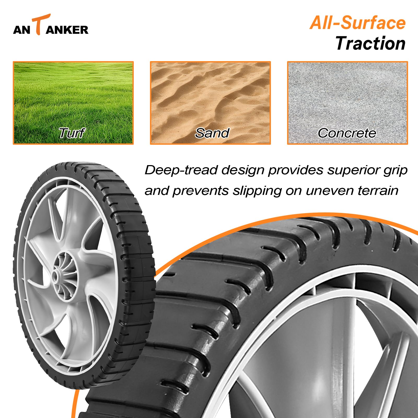 Arnold 490-324-0002 - Ruote posteriori per tosaerba, 30,5 x 4,4 cm, in plastica, ricambio per macchine da giardinaggio, Husqvarna, Poulan Pro, Honda, Brute, confezione da 2