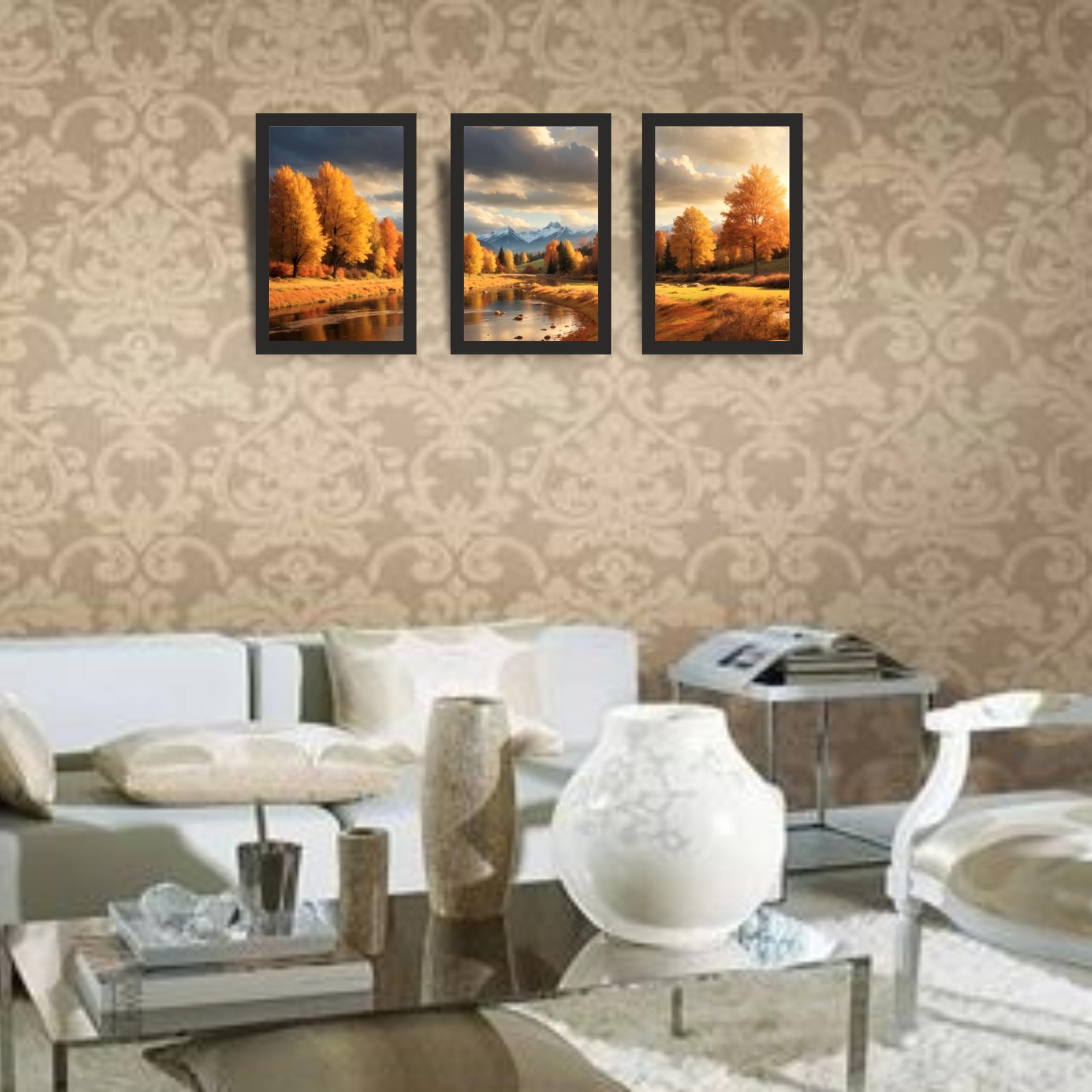 Autumn River Valley Wall Art Set of 3