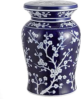 Jonathan Y Cherry Blossom - Taburete de jardín (cerámica, 17,7 cm), Color Azul y Blanco