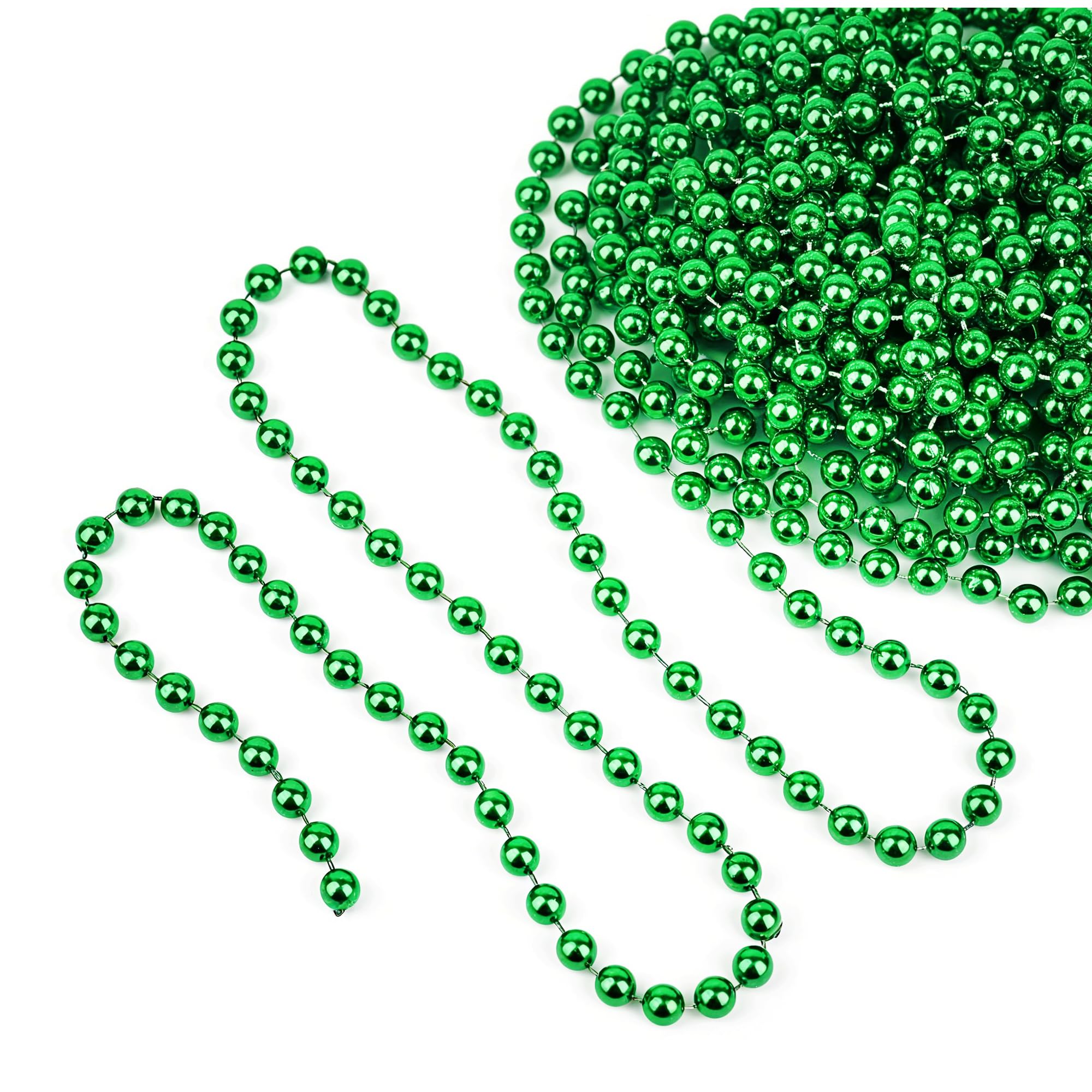 9m (29.5ft) Christmas Beaded Garland, 7.5mm Pearl, 2 Pack - Green