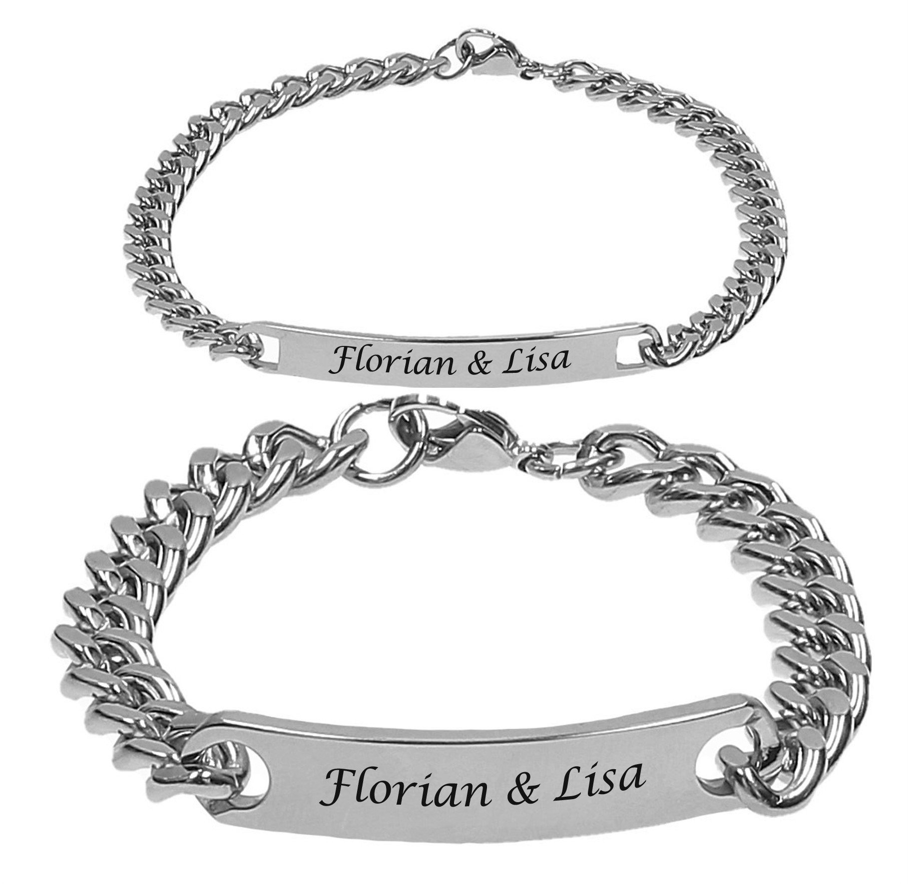 ID Edelstahl Armbänder Partnerlook + Gravur nach Wunsch 4 Farben Partnerarmbänder mit Box