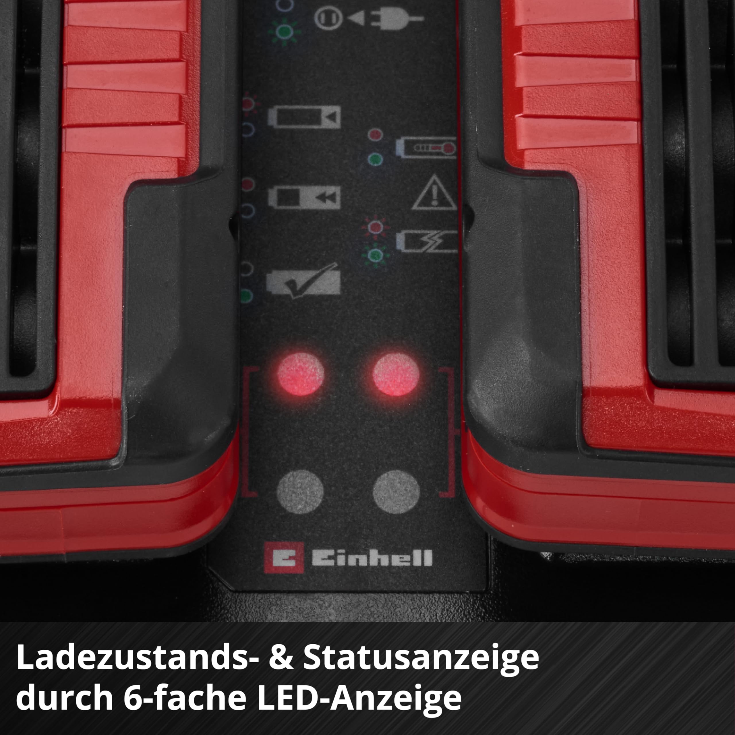 Original Einhell Ladegerät Power X-Twincharger 4A Power X-Change (18 V, gleichzeitiges Laden von 2x 18 V Akkus, Akkuüberwachung, Lademanagementsystem, Refresh-Modus)
