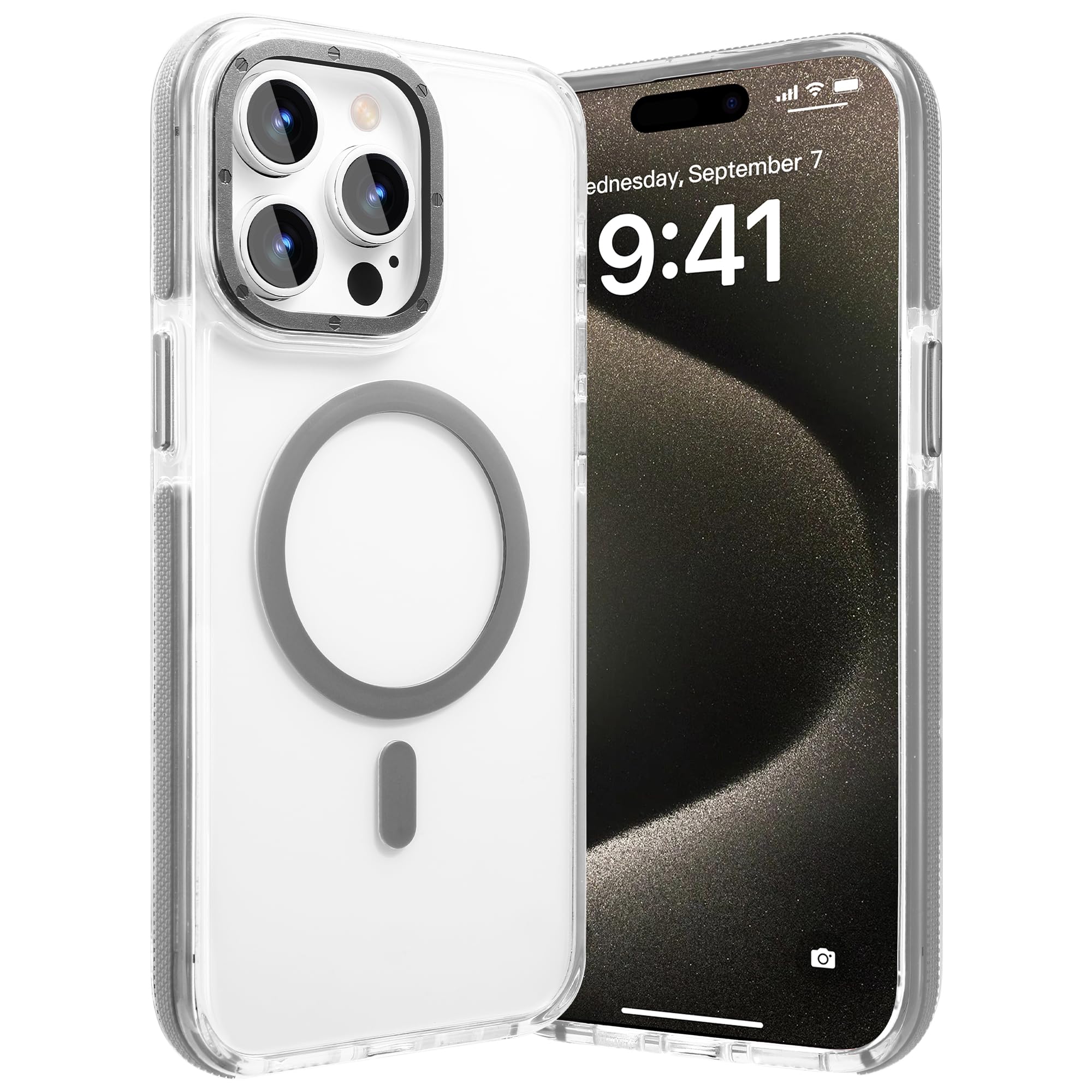 Gyizho Magnetic Case for iPhone 15 Pro Case, [Military Grade Drop Tested] [Compatible with MagSafe] Slim Protective Cover Translucent 15 Pro Phone