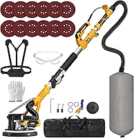 GEVEELIFE 880W Drywall Sander with Vacuum Dust Collector - Popcorn Ceiling Removal Tool, 2100RPM Variable Speed, LED Light, Foldable Extendable Handle, 12 Discs