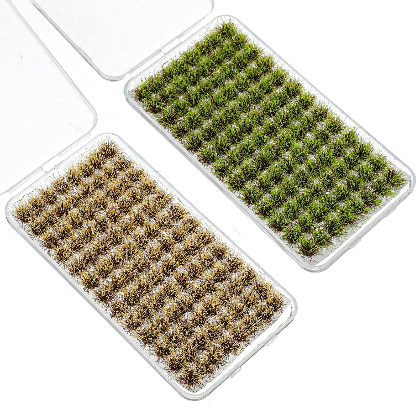 Fiyooau 208 Pcs Static Grass Bushy Tufts, Miniature Grass Tufts for Modelling, Hobby Train Scenery Accessories for Train Landscape Railroad Scenery Sand Layout Model War Gaming Terrain