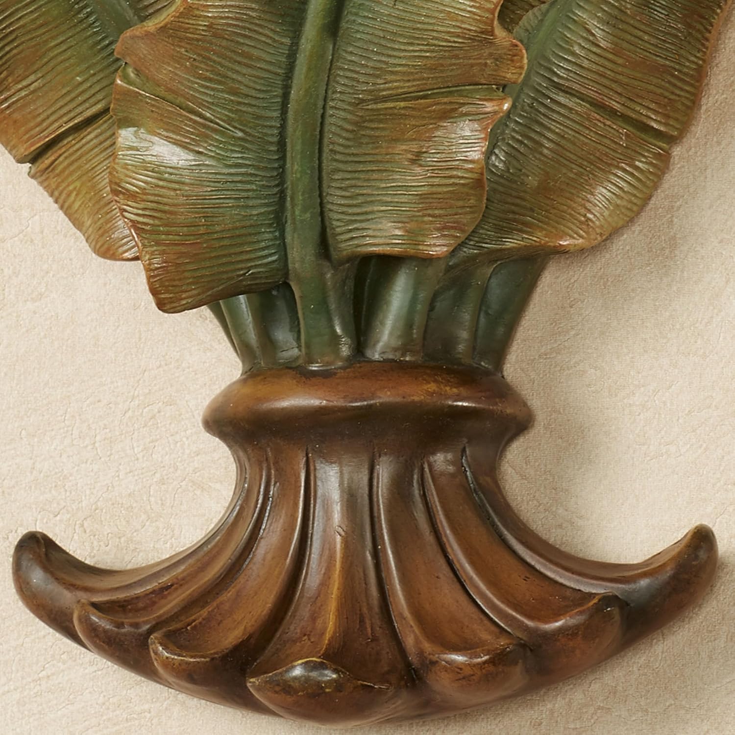 Touch of Class Bamboo Tropics Decorative Wall Shelf - Resin - Brown, Green, Russet - Tropical Style Decor for Dining Room, Kitchen, Bedroom, Living Room, Entryway, Foyer, Office
