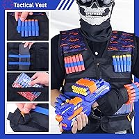 Vista 6 de Paquete de 8 kits de chaleco táctico para pistolas Nerf N-Strike Elite Series para niños de cumpleaños de guerras de armas, juegos de sótano o patio