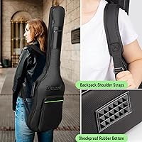 Vista 5 de CAHAYA Funda para Bajo Eléctrico con Mochila 0.3 Pulgadas de Acolchado Negro, Mochila Acolchada Blanda Verde CY0292