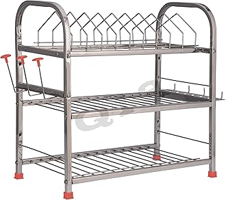D. K 11 Stainless Steel Utensils Stand for Kitchen | Drying Rack | Dish Rack | bartan Stand for Sink wall mounted | Organizer | Modular Kitchen Storage Rack