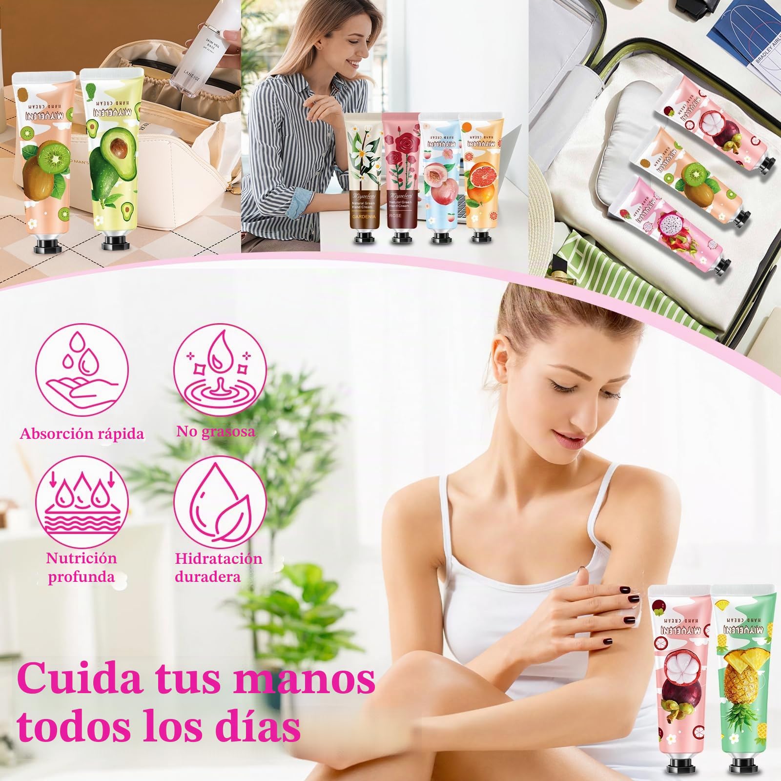 Crema de Mano Mini, 20 Pack Cremas Manos de Regalo Navidad para Manos Secas y Agrietadas, Hidratante, Fragancia para Manos, Pequeño Regalo para Mujeres, Reg-alo de Navidad y Cumpleaños