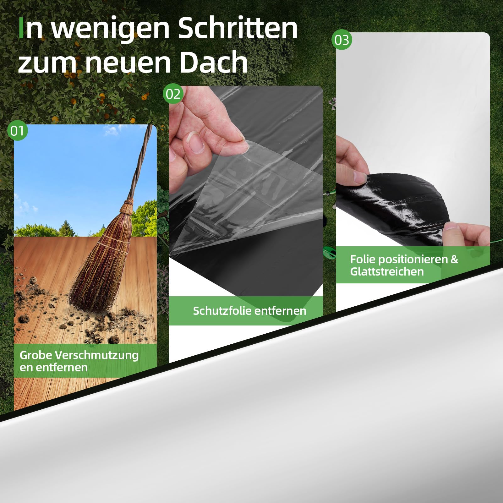 Dachfolie Aluminium Selbstklebend 5m², Selbstklebende Dachbahn mit Starkem Bitumenkleber, Dachbahn Folie selbstklebend für Schuppen, für Gartenhaus & Carport, 1 x 5m (Silber)