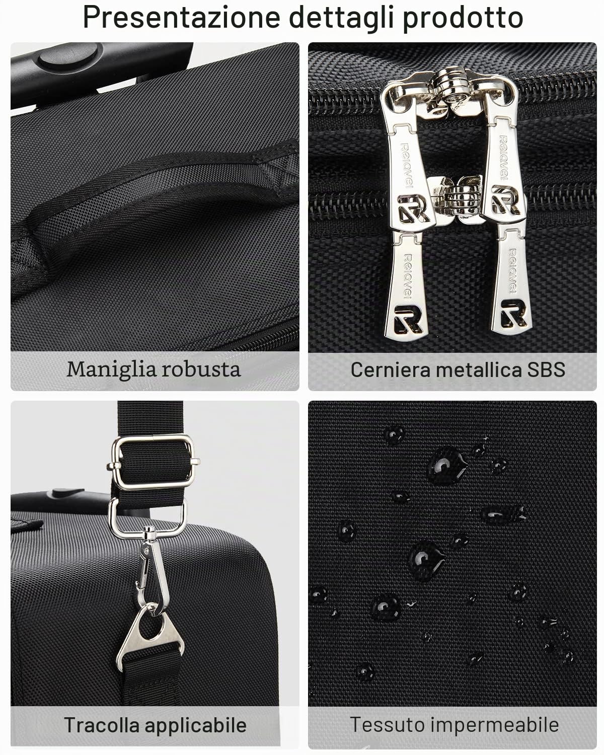 Relavel 17,7" Extra Grande Valigetta Cosmetica Trolley Professionale Trousse Organizzatore Da Viaggio Beauty Case Portatile Trucco Donna Trucco, Nero, 45cm