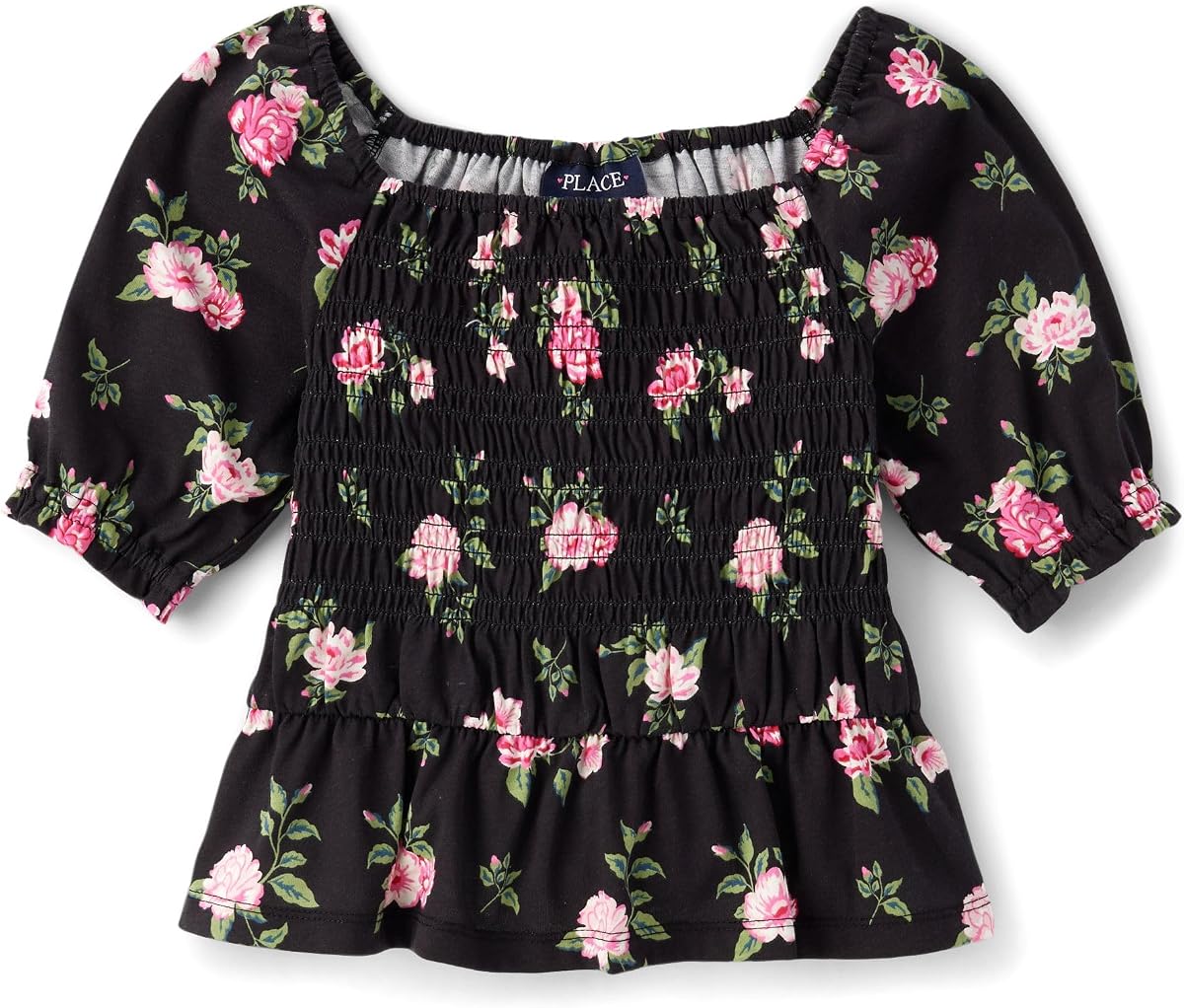 Girls' Long Sleeve Smocked Peplum Top