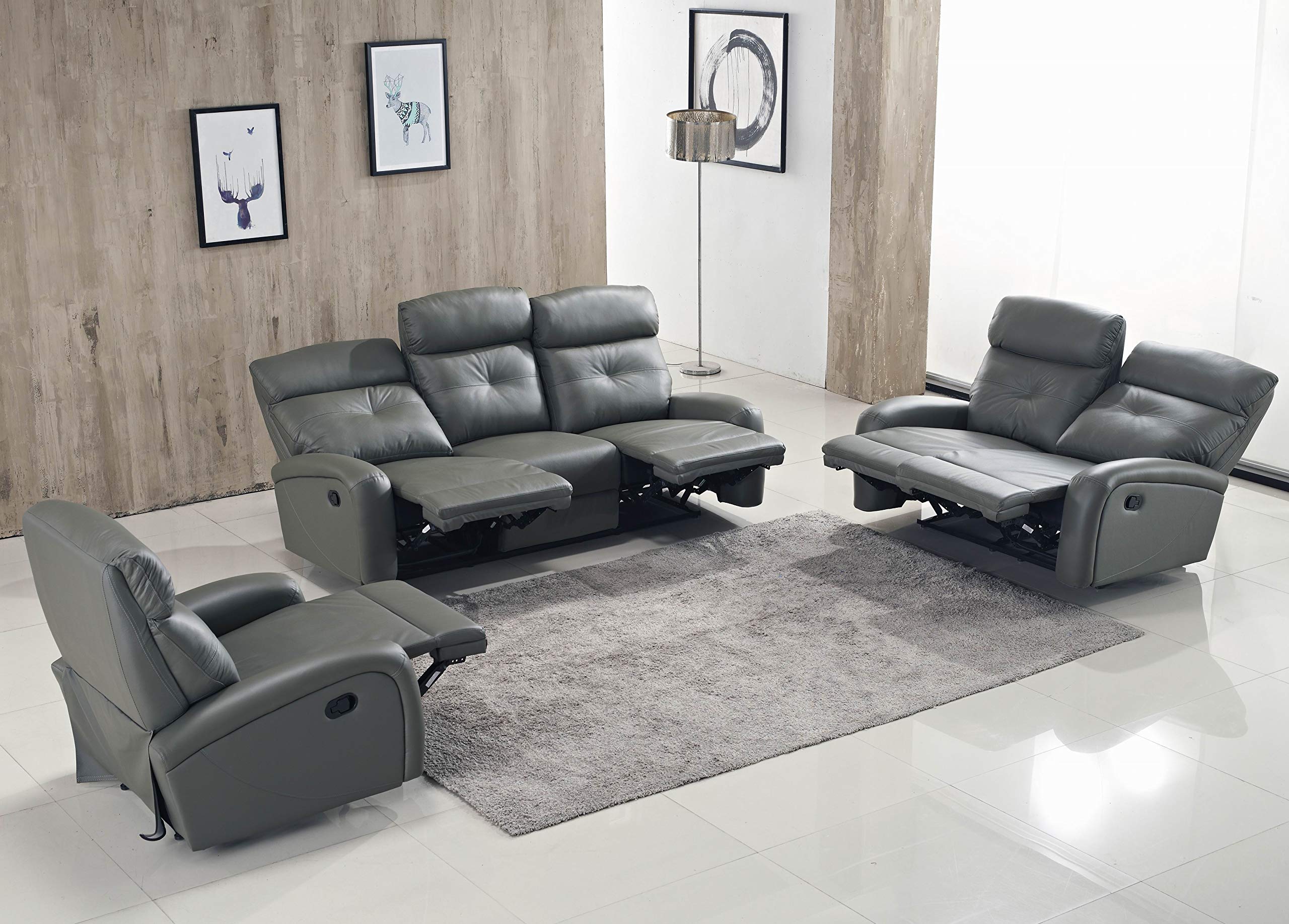 Voll-Leder Sofagarnitur Fernsehsofas Relaxsofas 5130-3+2+1-0326