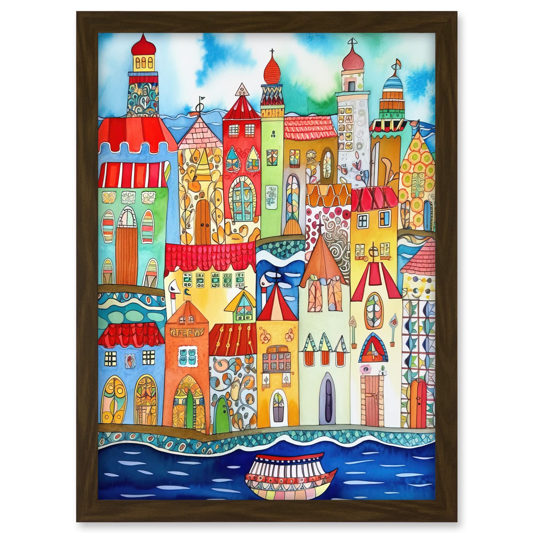 Artery8 Tangier Morocco Folk Art Artwork Framed A3 Wall Art Print