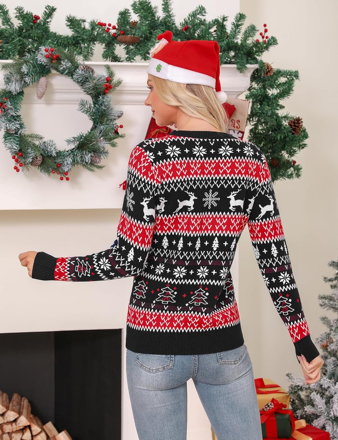 Gyabnw Maglione di Natale per Famiglia, Girocollo Maglioni Natalizi Lavorato a Maglia Manica Lunga Donna Uomo Bambini Famiglia Invernale Maglioni Coppie Partner Christmas Sweater - Immagine 5