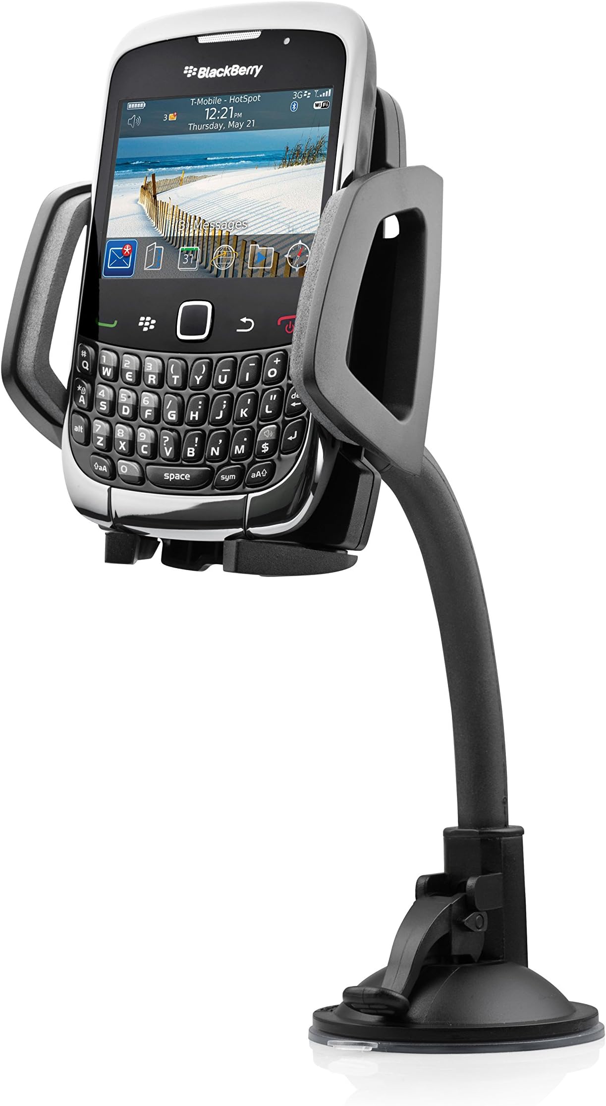 CAPDASE Racer Universal Windscreen Mount Cradle with Gooseneck Adjustable Arm for Smartphone-Black,Single Arm