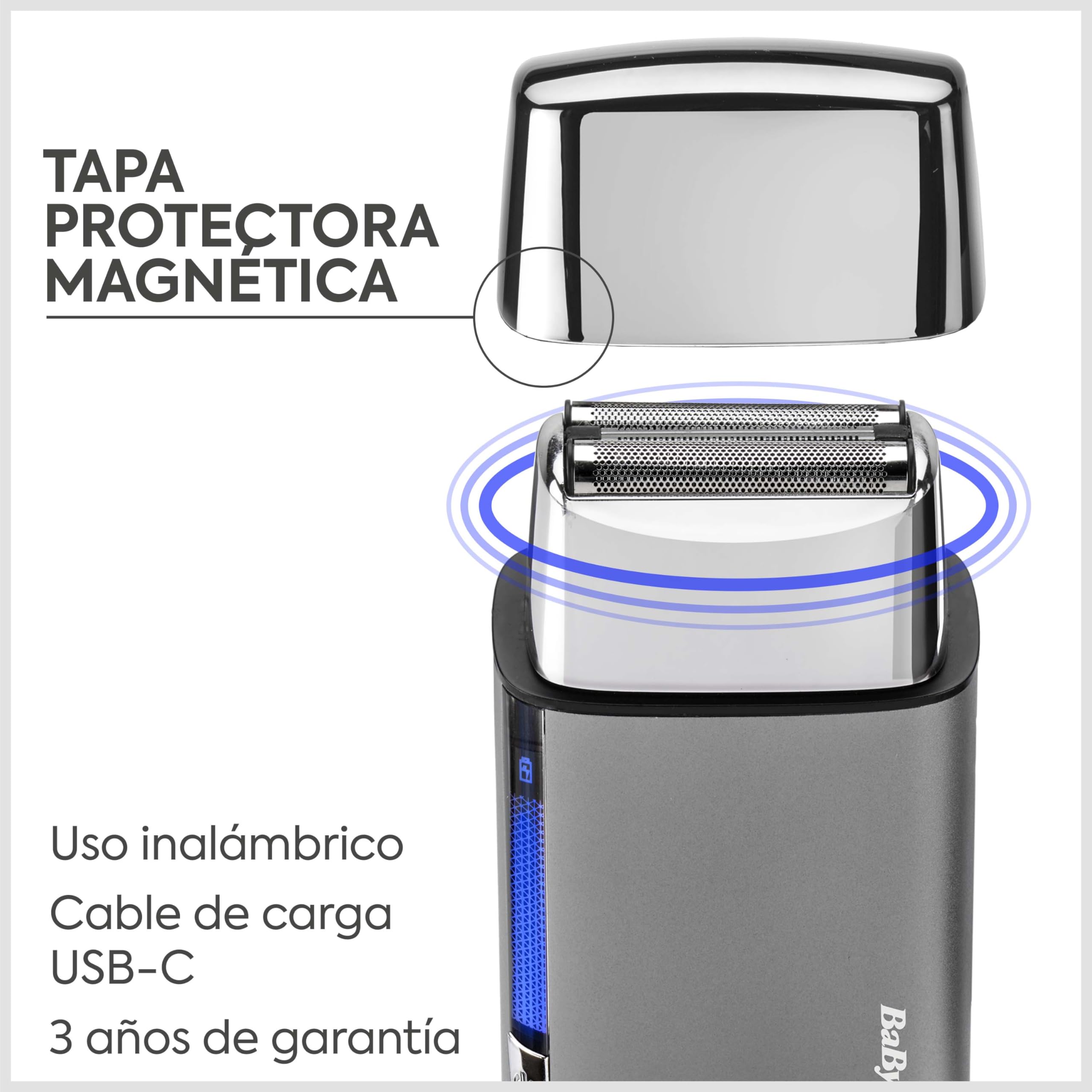 Afeitadora BaByliss Super‑X de doble lámina para hombre – Acabado ultra suave, doble lámina de acero japonés, inalámbrica lithium‑ion, Wet & Dry IPX7, recargable por USB‑C, FS996DE