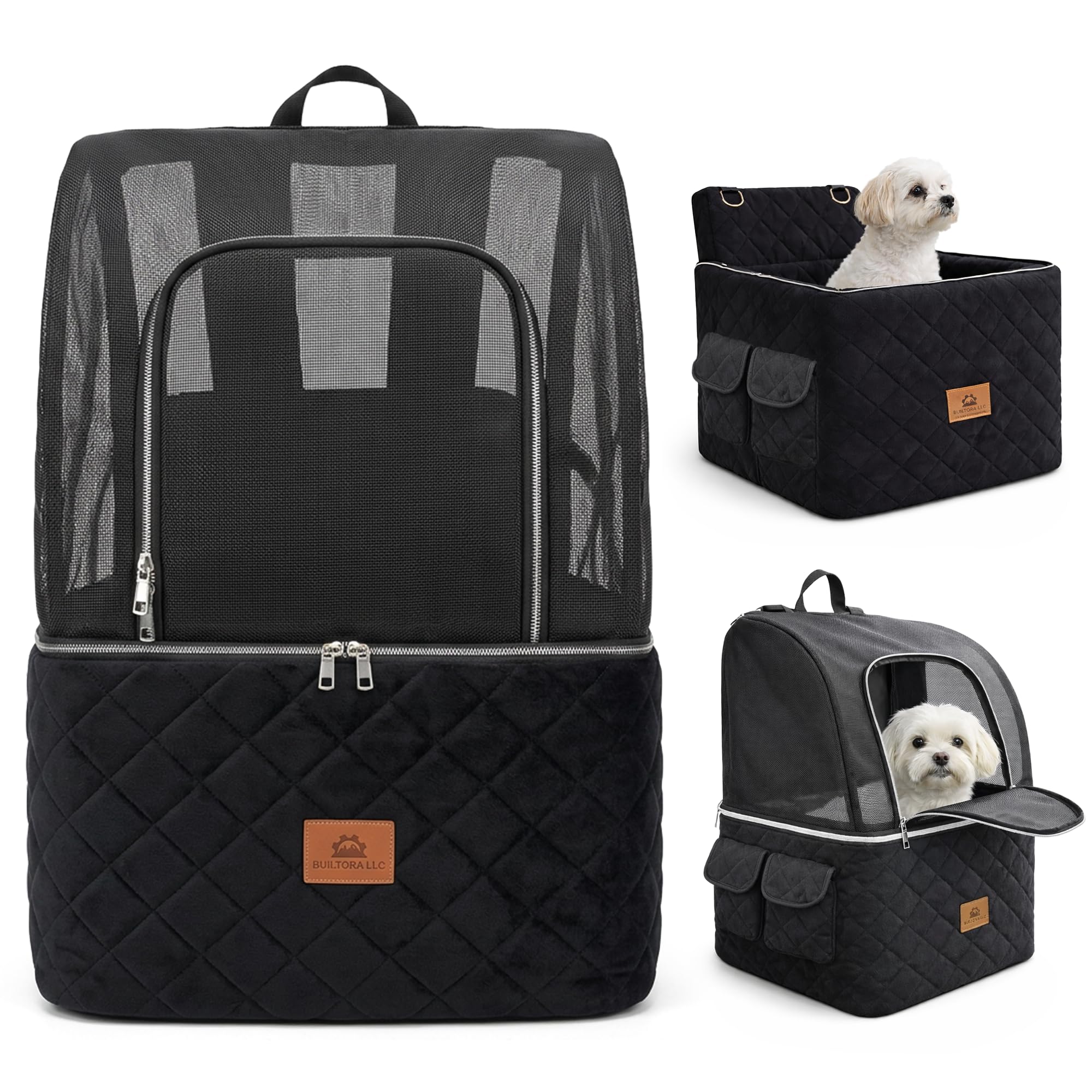 Photo 1 of Dog Booster Car Seat for Small & Medium Dogs Up to 30lbs, Elevated Dog Car Seat Bed with Safety Belt, Detachable Washable Cover, Storage Pockets & Breathable Mesh Canopy