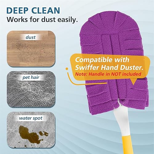 Miniatura 4 de WILERDA Recambios de plumero de forro polar de 360 para el plumero de mano Swiffer, repuestos de plumero reutilizables resistentes, plumero seco