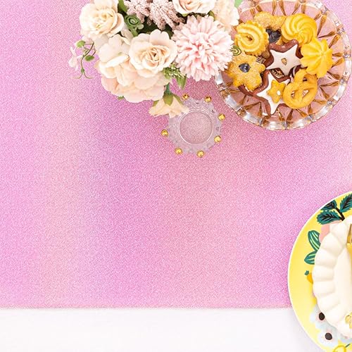 Miniatura 5 de Lustrous - Camino de mesa de fiesta infantil de 13 x 90 pulgadas, iridiscente arco iris con purpurina láser para cumpleaños, boda, bar, decoración