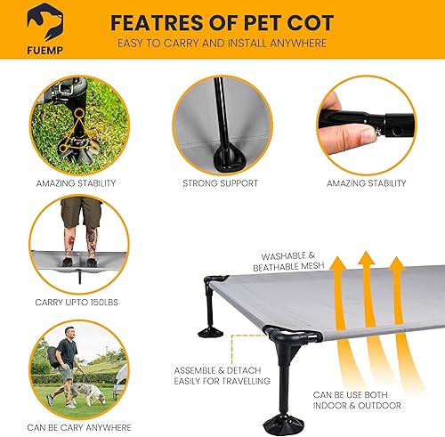 Miniatura 5 de Cama elevada para perros con dosel  Bolsa de viaje incluida Cama portátil para perros de tamaño XL  Patas antideslizantes ampliadas y resistente a