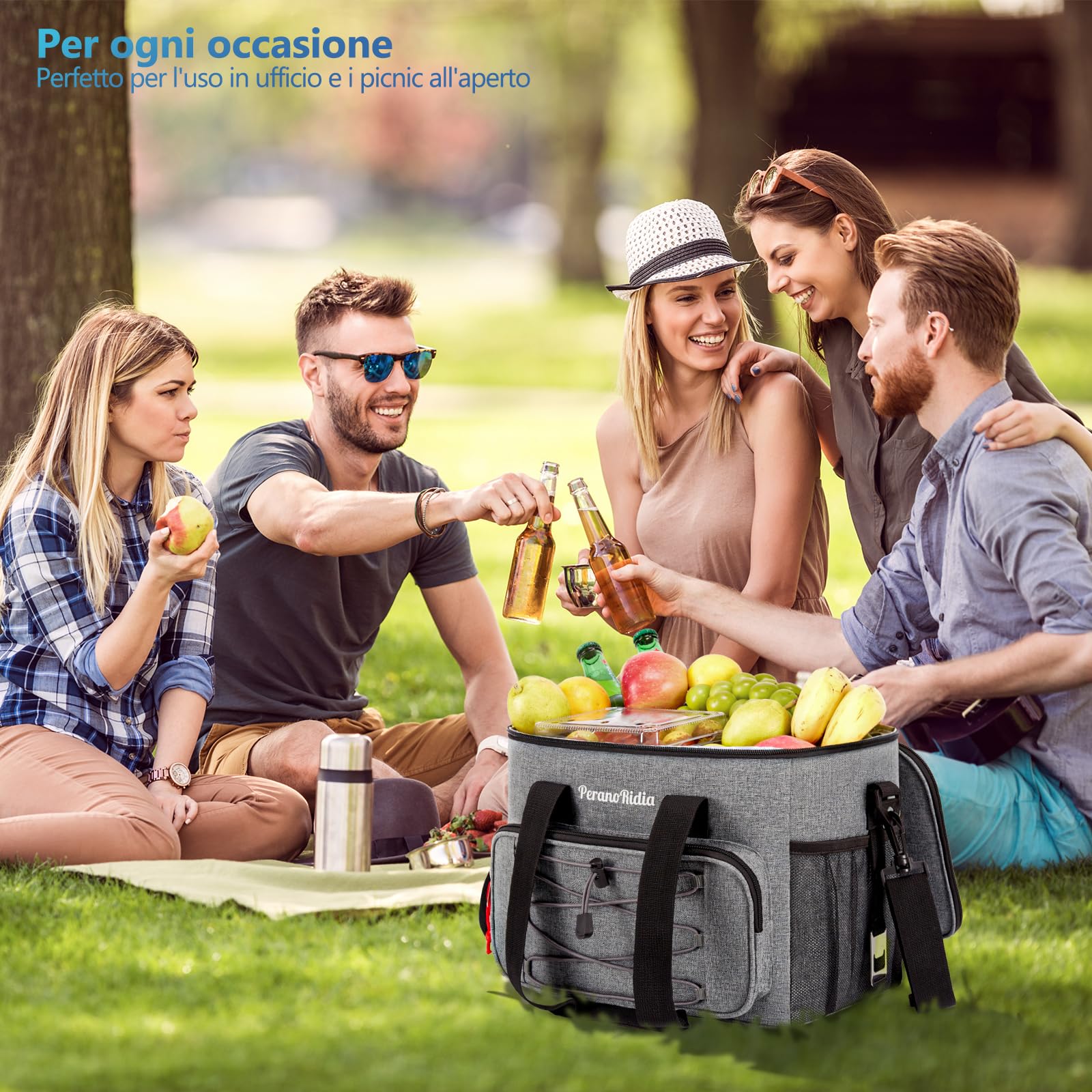 Borsa Termica 10/20/30 Litri, Borsa Frigo per Alimenti Mantenere Caldo o Freddo, Borse Termiche Mare Porta Pranzo Portatile per campeggio Spiaggia Grigliate Picnic Escursionismo Grigio