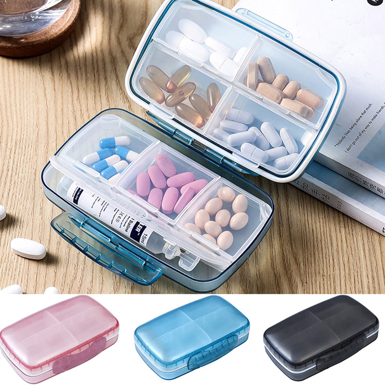 3 pastilleros portátiles pequeños de 7 días semanales de viaje organizador de pastillas de bolsillo portátil dispensador de pastillero para bolsillo de monedero compartimentos de uso contenedor caja