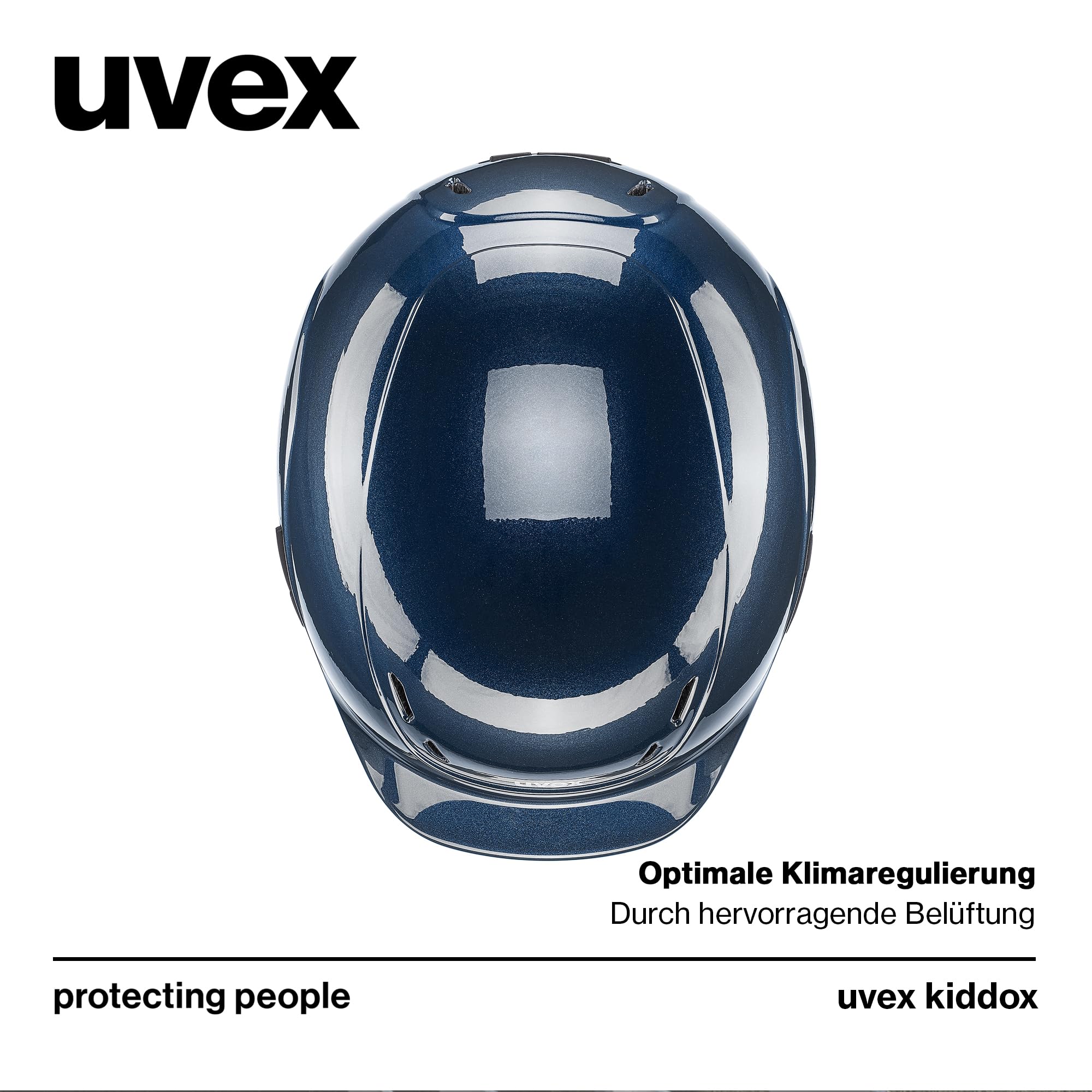 uvex Kiddox – Casco de equitación infantil ligero – Ajuste de tamaño individual – Ventilación óptima – Shiny