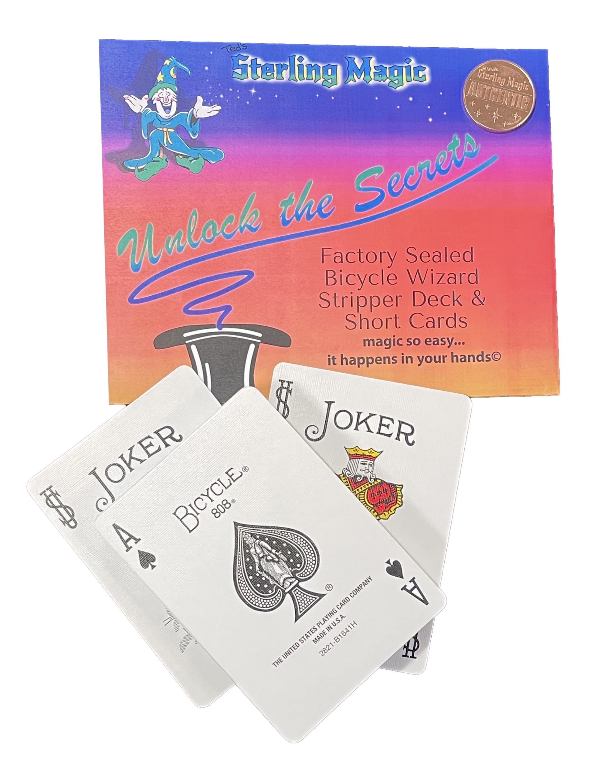 Ted's Sterling Magic Factory Cut and Sealed Bicycle Wizard Taper Deck with Short Trick Cards (Blue)