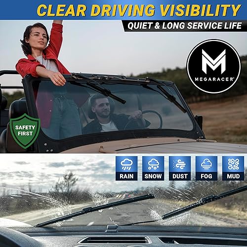 Miniatura 2 de Mega Racer Limpiaparabrisas de repuesto para automóvil, 26 + 22 pulgadas, limpiaparabrisas para el lado del conductor y del pasajero, calidad de
