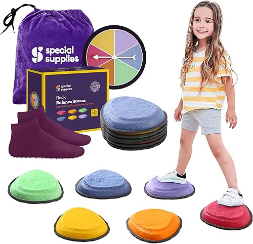 Special Supplies Rock Shaped Stepping Stones for Kids Indoor and Outdoor Balance Blocks Promote Coordination, Balance, Strength Child Safe Rubber,