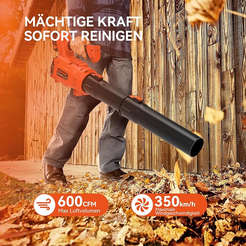 Bravolu 5200 mAh Akkumulátoros Lombfúvó Töltővel, 305 km/h Sebesség, Turbo Funkció
