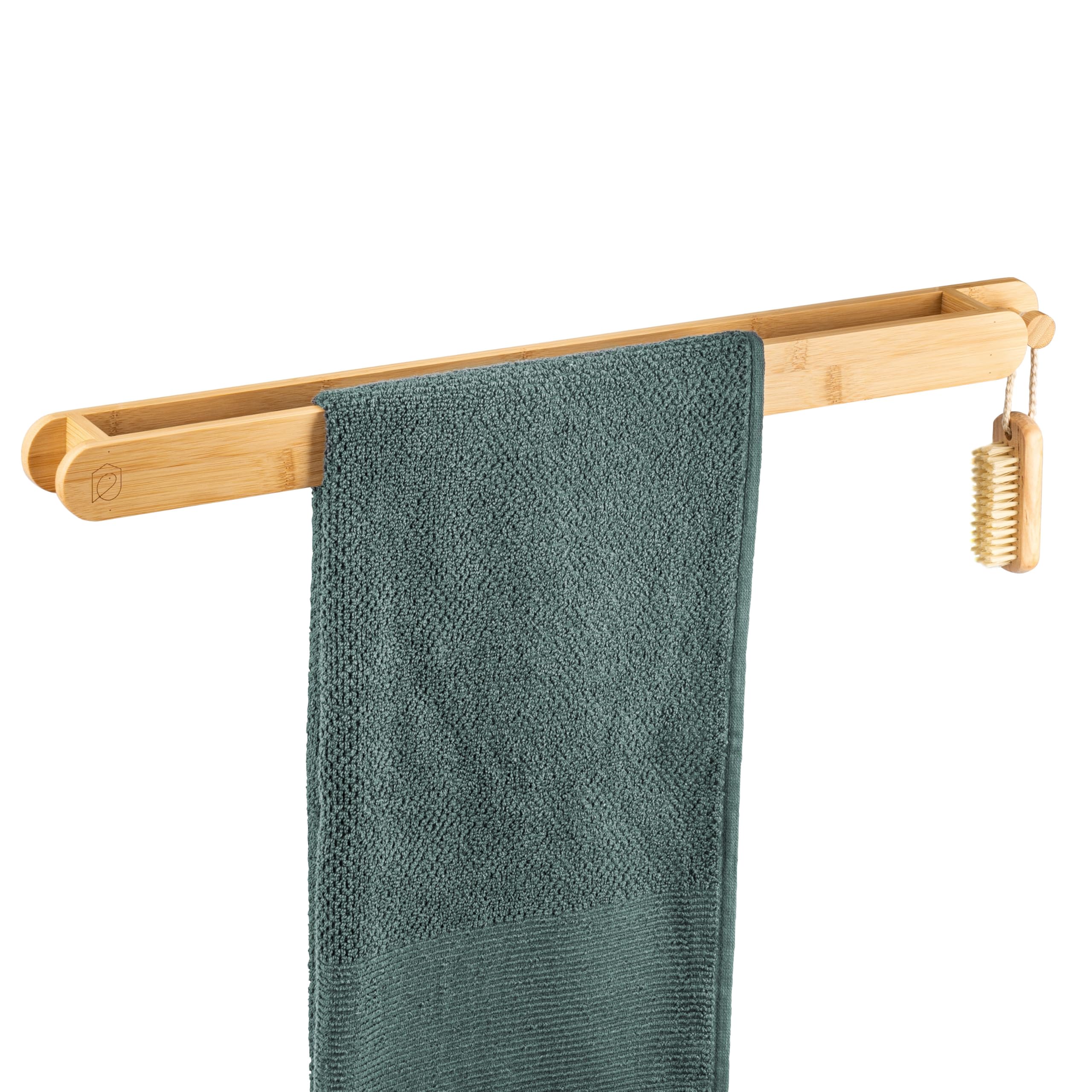 Eluno Natural Large Bamboo Towel Rail In Design, Towel Rail Ideal For Kitchen And Bathroom, Suitable For Bath Towels And Towels, For Gluing With 3M Adhesive Or For Drilling