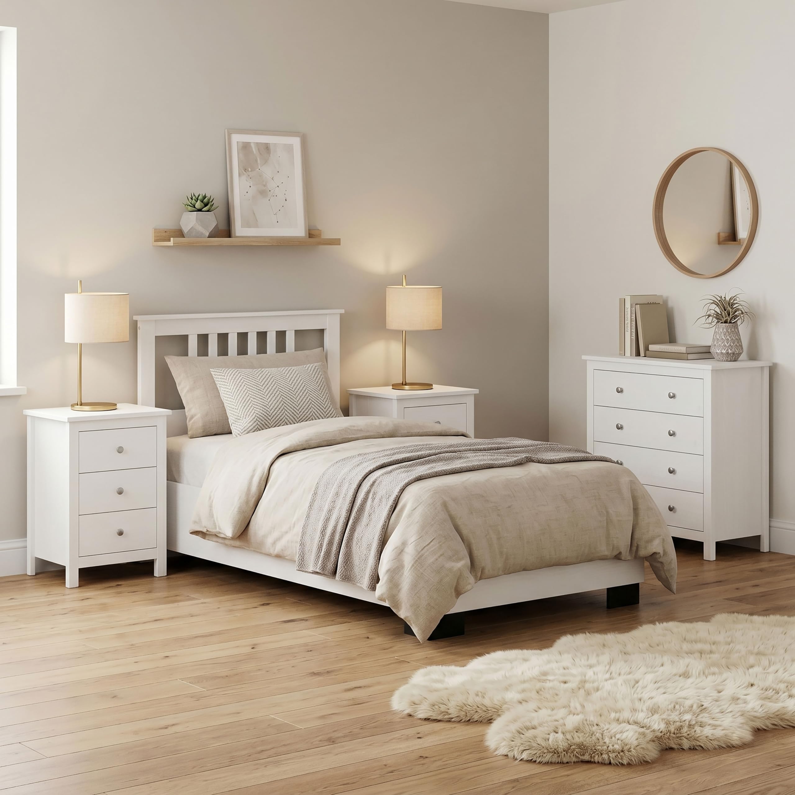 Cómoda Tabac de Madera Maciza de Pino Natural Blanco Lavado – 4 Cajones – Cajonera Dormitorio y Salón – Mueble Auxiliar de Almacenaje – 78,5x75x35 cm – Serie Alme – Robusta y Duradera