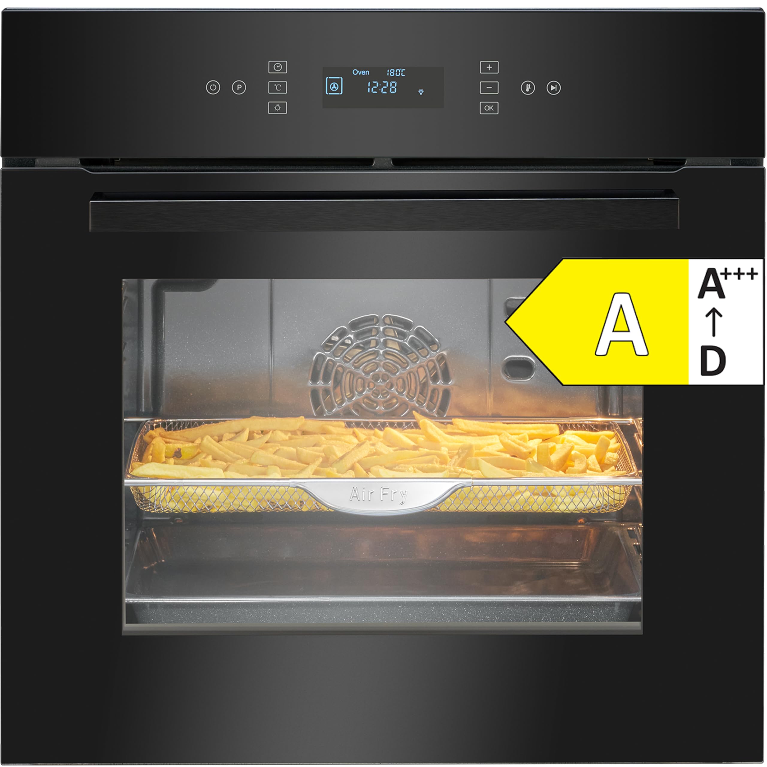 Bomann EBO 7912 Einbau-Backofen mit Pyrolyse 67L Touch-Display 50–280°C Energieklasse A schwarz