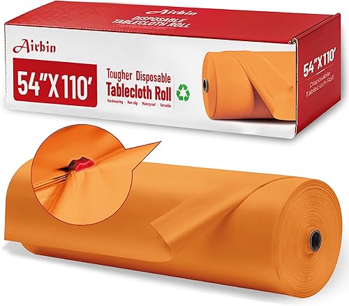 Miniatura 24 de Rollo de mantel de plástico, 310 pies x 54 pulgadas, mantel de mesa de plástico desechable negro, rollo de mantel premium PEVA impermeable negro con