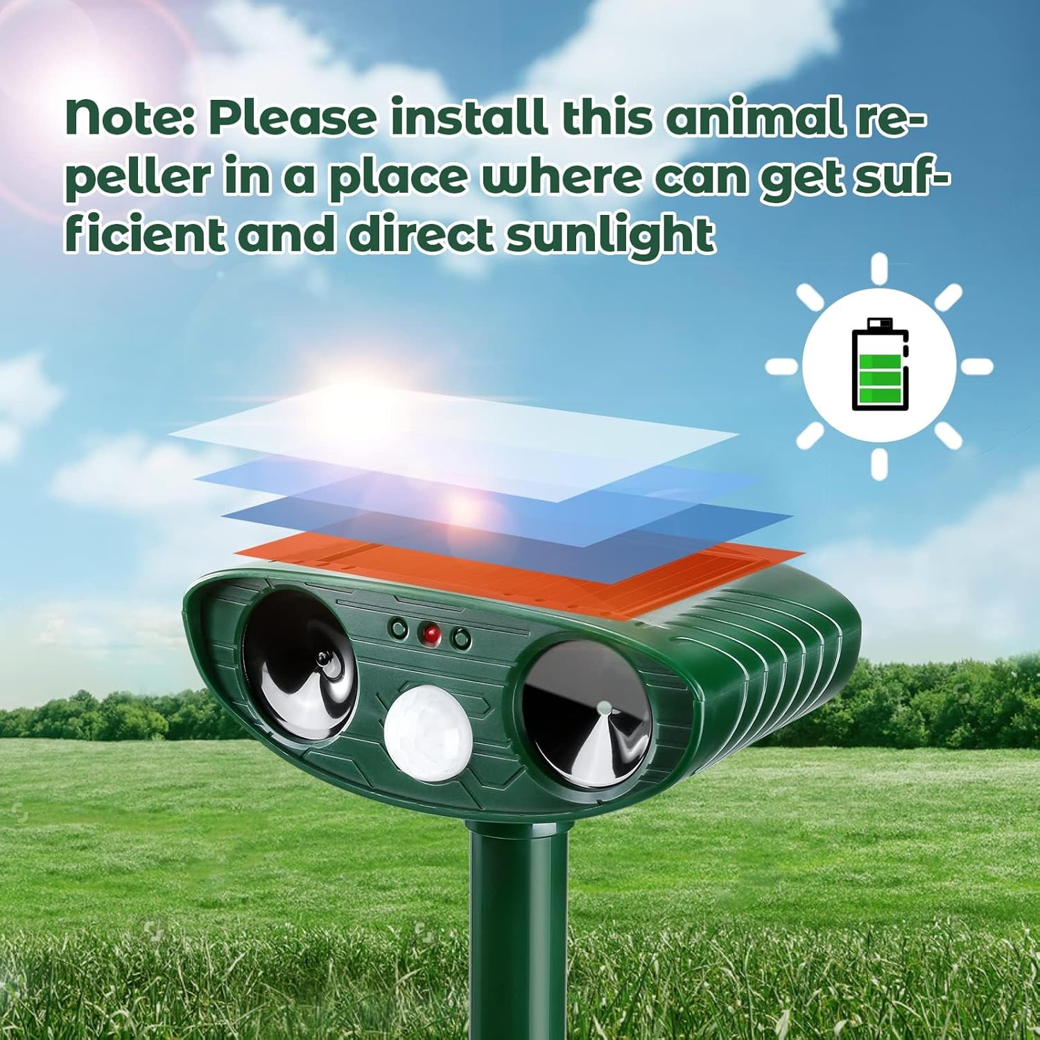 4 Pack Solar Ultrasonic Animal Repellent Outdoor Deer Repellent Devices Cat Repeller Raccoon Deer Deterrent for Squirrel, Rabbit, Dog, Waterproof with Motion Detector for Yard