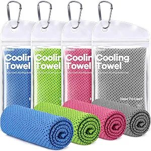 ROXUN Cooling Towels, 4 Pack (40''x12'') Chilly Ice Rags for Neck and Face
