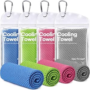 ROXUN Cooling Towels, 4 Pack (40''x12'') Chilly Ice Rags for Neck and Face