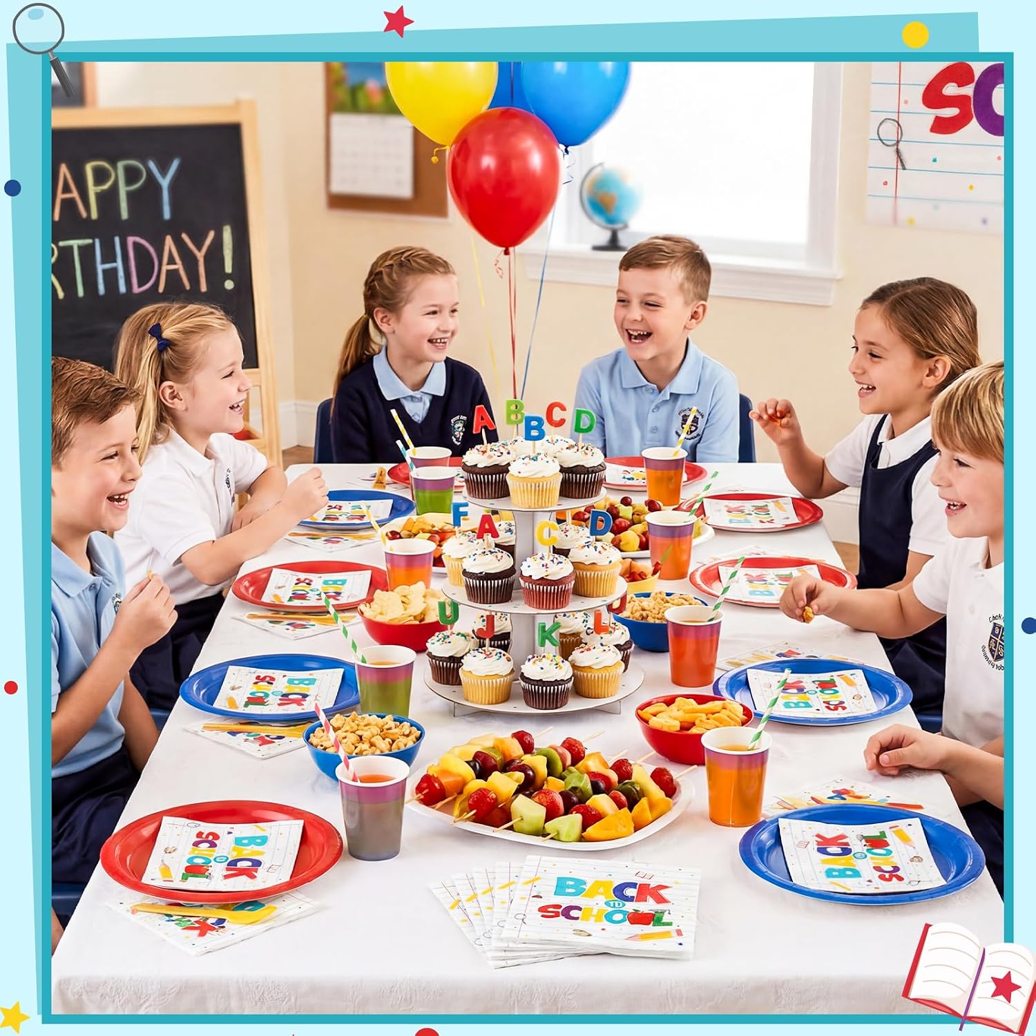 Natnarr 50 Pcs Back To School Napkins, 6.5 Inch First Day of School Napkins image 5