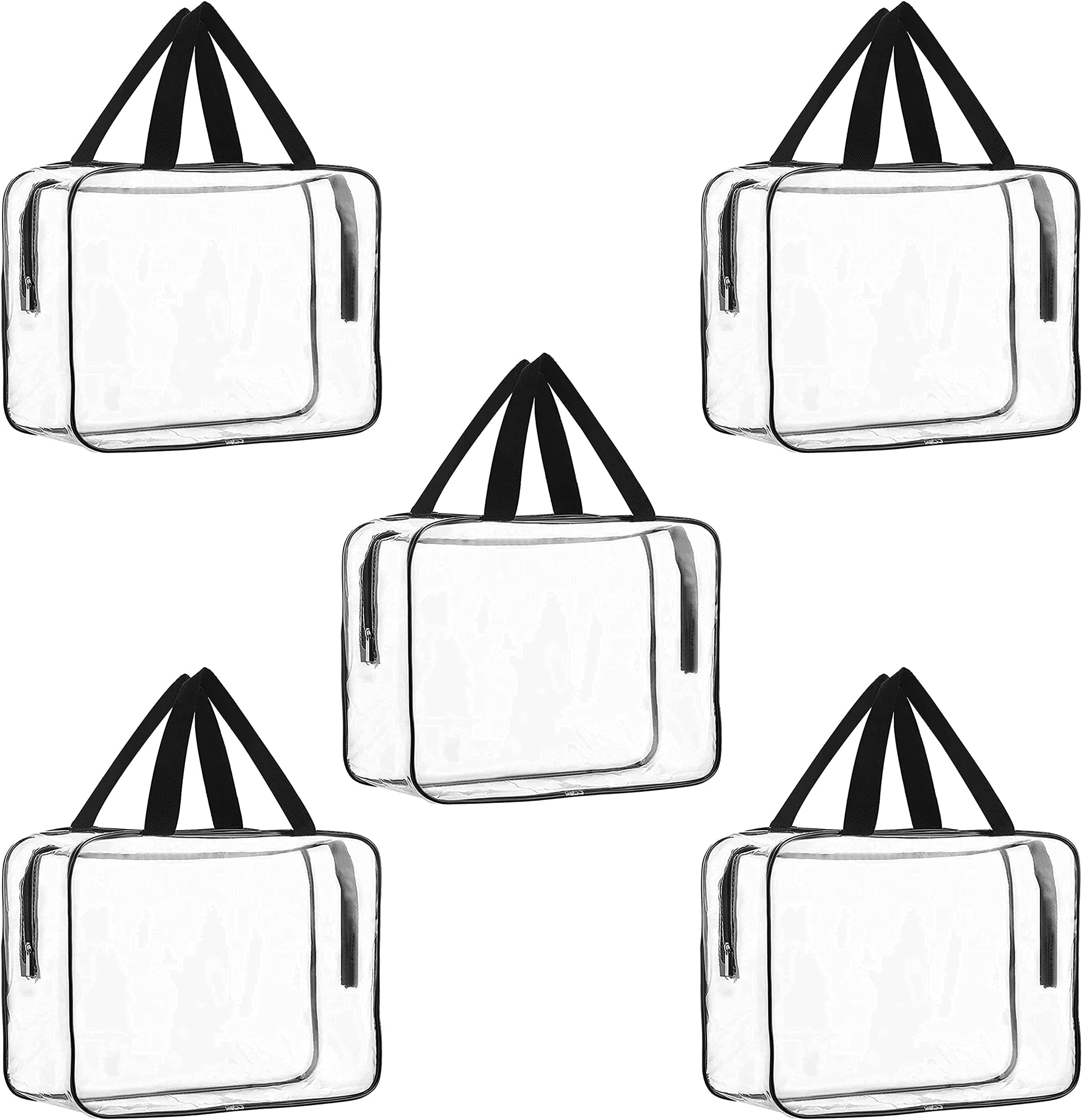 TULMAN 5 Pack Small Transparent Cosmetic Bag – PVC Travel Toiletry & Makeup Organizer, Handbag & Kids Toy Storage, Travel Organizer for Toiletries, Cosmetics & Toys – 30x22x8 CM
