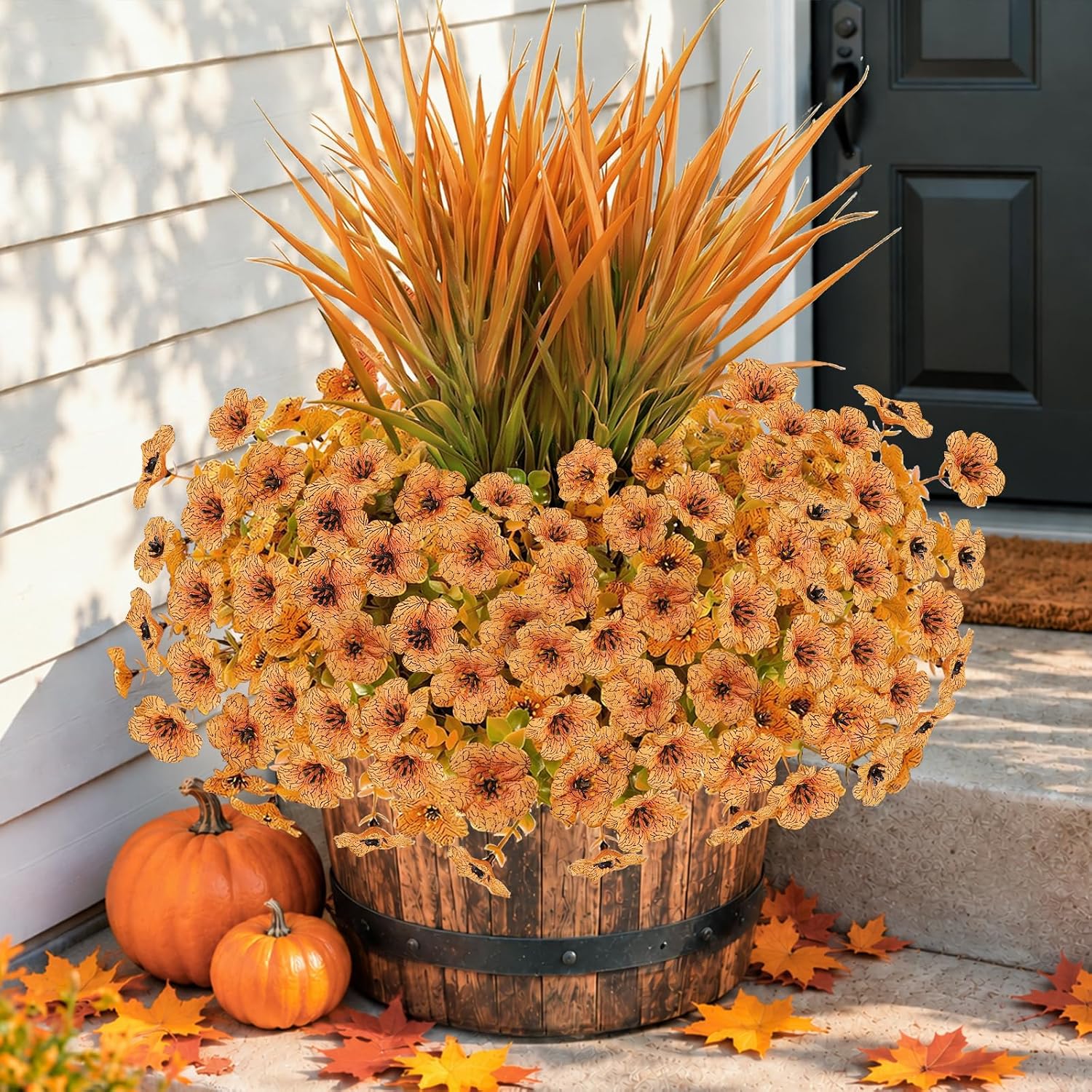 15 Pcs Fall Mums Artificial Flowers Outdoor, Faux Fall Front Porch Decor